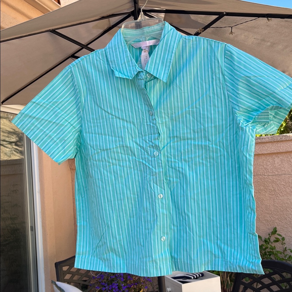 Victoria's Secret Aqua Striped Blouse